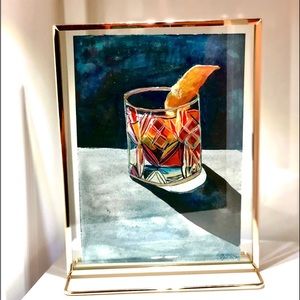 Original framed 8x10 handpainted cocktail art
